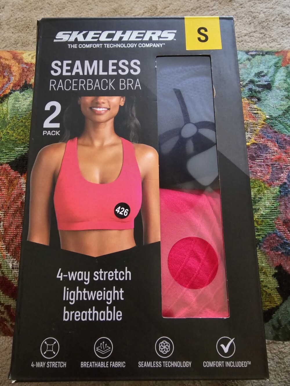 Skechers Seamless Racerback Sports Bra – Hot Pink & Black (2 Pack) Small